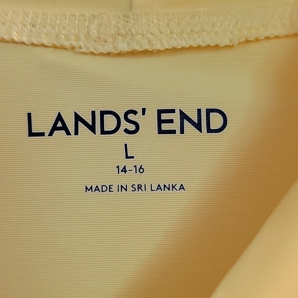 Lands end yellow with blue strip rashguard large 14-16